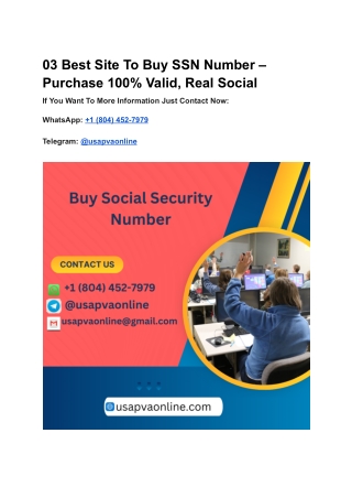 03 Best Site To Buy SSN Number – Purchase 100% Valid, Real Social