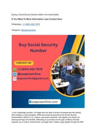 Buying a Social Security Number (SSN) in the United States