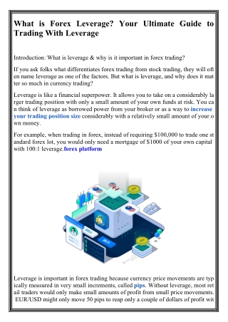 What is Forex Leverage Your Ultimate Guide to Trading With Leverage