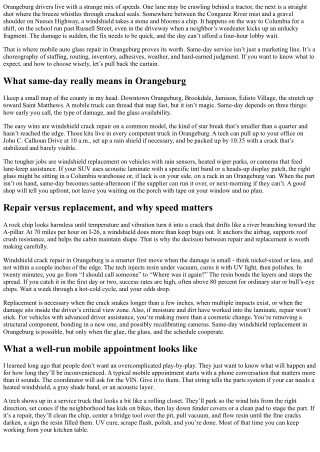 Mobile Auto Glass Repair Orangeburg: Same-Day Service Expectations