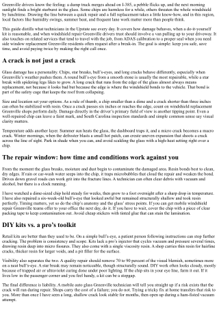 Windshield Repair Greenville: When to Call a Pro