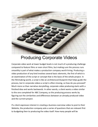 Producing Corporate Videos - JLB Media Productions