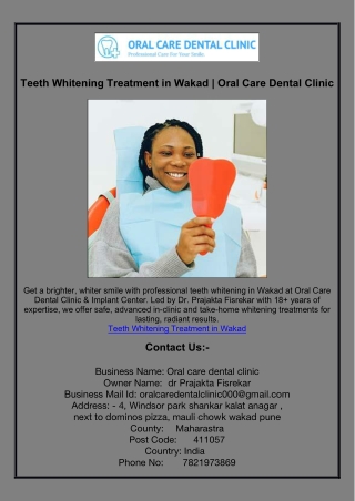 Teeth Whitening Treatment in Wakad | Oral Care Dental Clinic