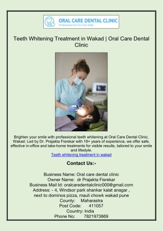 Teeth Whitening Treatment in Wakad | Oral Care Dental Clinic