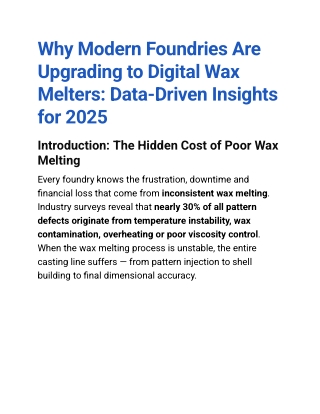 Digital Wax Melter 2025 | IC Machines | Reduce Defects & Save Energy