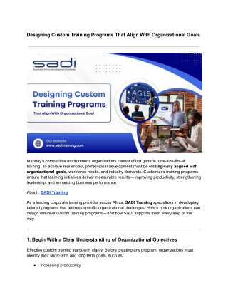 Designing Custom Training Programs That Align With Organizational Goals