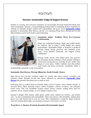 Karnam Sustainable Indigo & Elegant Dresses
