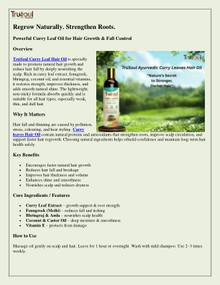 Discover the Secret to Faster Hair Growth with TruSoul Curry Leaf Hair Oil