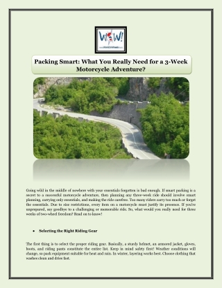 Packing Smart: What You Really Need for a 3-Week Motorcycle Adventure?