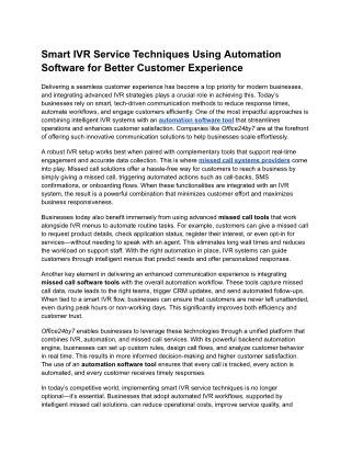 Smart IVR Service Techniques Using Automation Software for Better Customer Experience