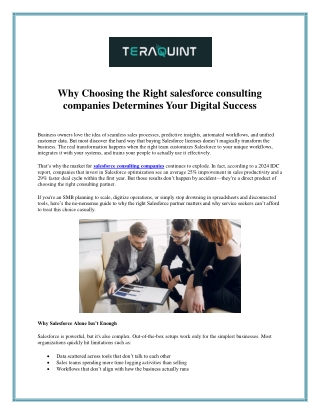 Why Choosing the Right salesforce consulting companies Determines Your Digital Success