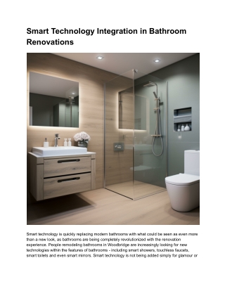 Smart Technology Integration in Bathroom Renovations