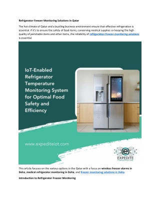 Refrigerator Freezer Monitoring Solutions in Qatar