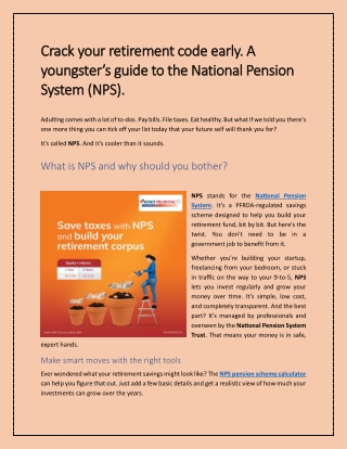 Crack your retirement code early. A youngster’s guide to the National Pension System (NPS).