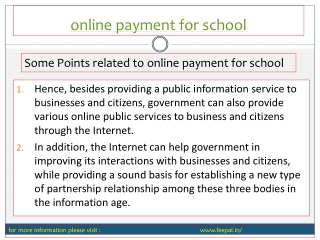 Some information requiring to online payment for school