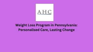 Weight Loss Program in Pennsylvania Personalised Care, Lasting Change