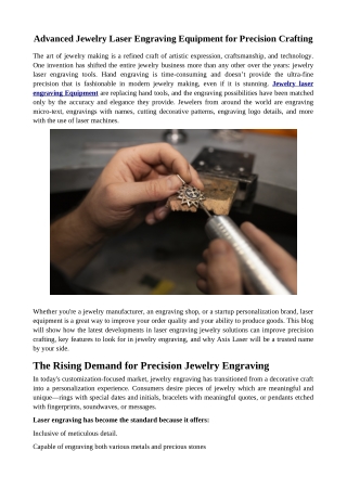 Advanced Jewelry Laser Engraving Equipment for Precision Crafting