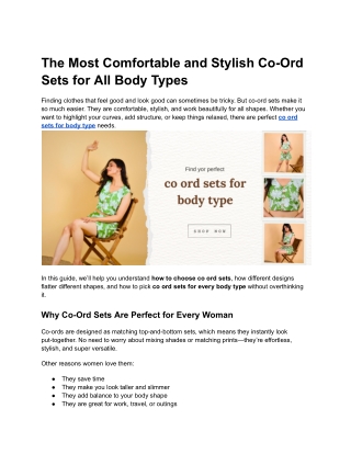 The Most Comfortable and Stylish Co-Ord Sets for All Body Types