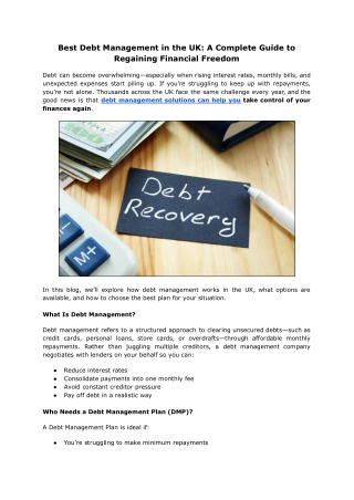 Best Debt Management UK | Affordable Debt Help & Payment Plans