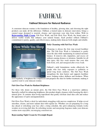 Fabheal Skincare for Natural Radiance