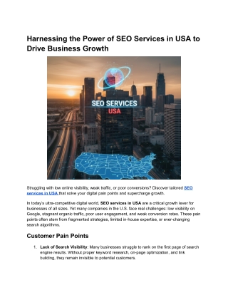 Harnessing the Power of SEO Services in USA to Drive Business Growth