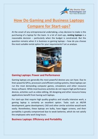How Do Gaming and Business Laptops Compare for Start-ups?