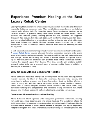 Experience Premium Healing at the Best Luxury Rehab Center