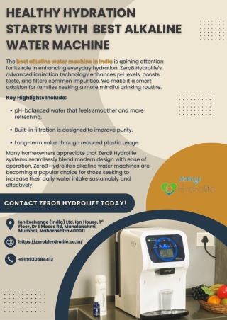 Healthy Hydration Starts with the Best Alkaline Water Machine