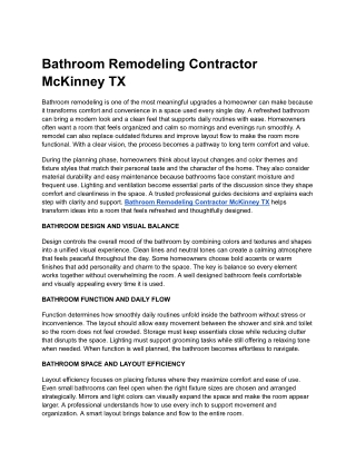 Bathroom Remodeling Contractor McKinney TX