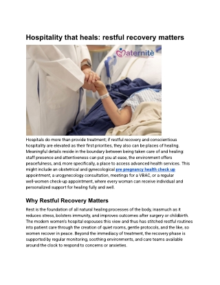 Hospitality that heals_ restful recovery matters