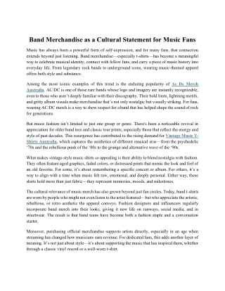 Band Merchandise as a Cultural Statement for Music Fans