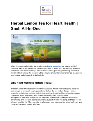 Herbal Lemon Tea for Heart Health | Sneh All-In-One
