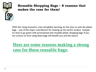 Reusable Shopping Bags