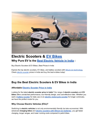 Buy Electric Scooters & EV Bikes | Best Prices & Top Models