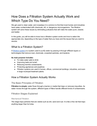 How Does a Filtration System Actually Work—and Which Type Do You Need_
