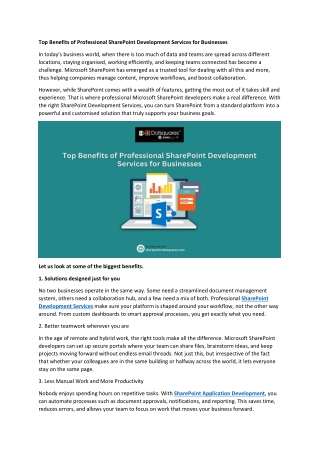 Top Benefits of Professional SharePoint Development Services for Businesses