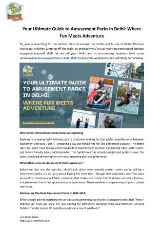 Your Ultimate Guide to Amusement Parks in Delhi Where  Fun Meets Adventure