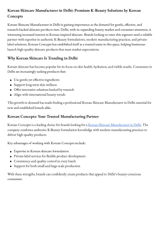 Korean Skincare Manufacturer in Delhi