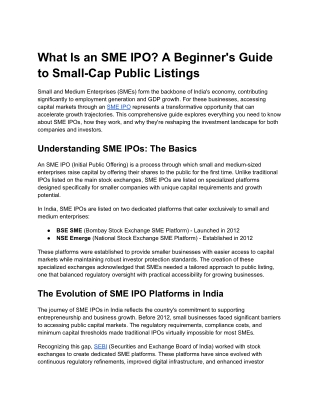 What Is an SME IPO? A Simple Guide for Growing Businesses