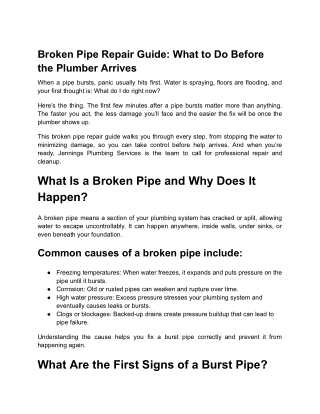 Essential Steps for Fast and Effective Broken Pipe Repair