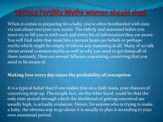 Various Fertility Myths women should shed