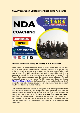 NDA Preparation Strategy for First-Time Aspirants