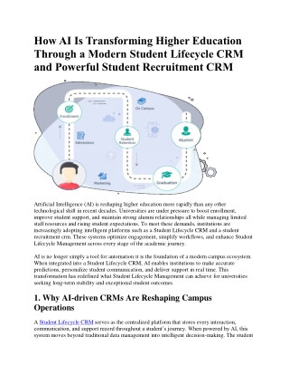 Student Lifecycle CRM