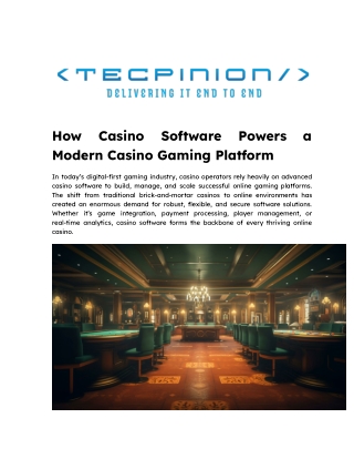 How Casino Software Powers a Modern Casino Gaming Platform