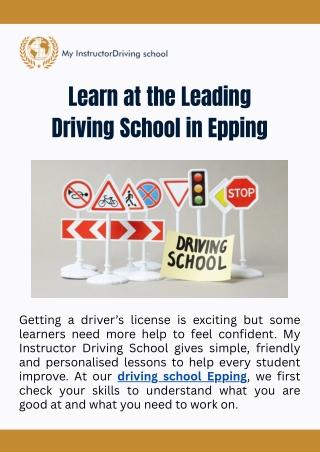 Learn at the Leading Driving School in Epping