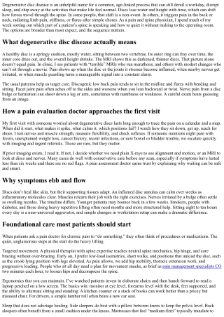 Pain and Spine Physician: Degenerative Disc Disease Options