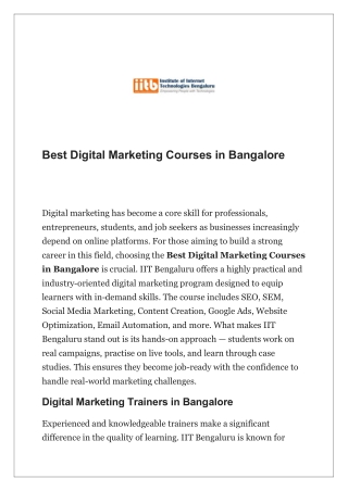 Best Digital Marketing Courses in Bangalore