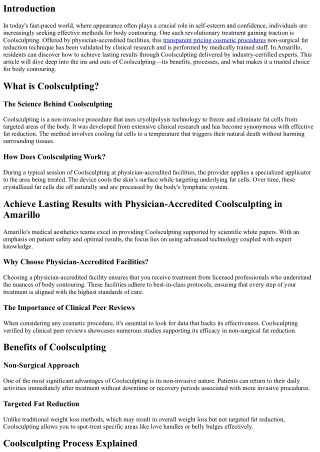 Achieve Lasting Results with Physician-Accredited Coolsculpting in Amarillo