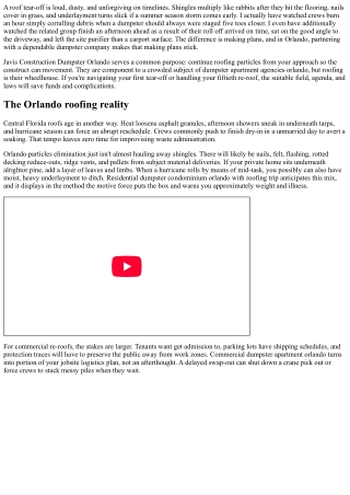 Roofing Projects Made Easy with Javis Construction Dumpster Orlando