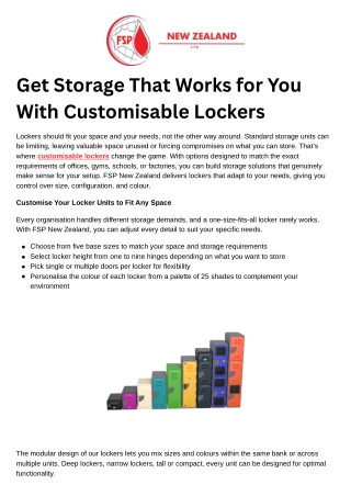 Get Storage That Works for You With Customisable Lockers